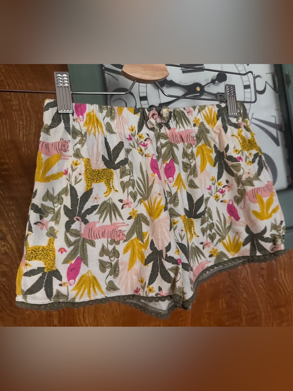 Carter's Girls White Floral & Jungle Print Shorts with Pink and Yellow Accents